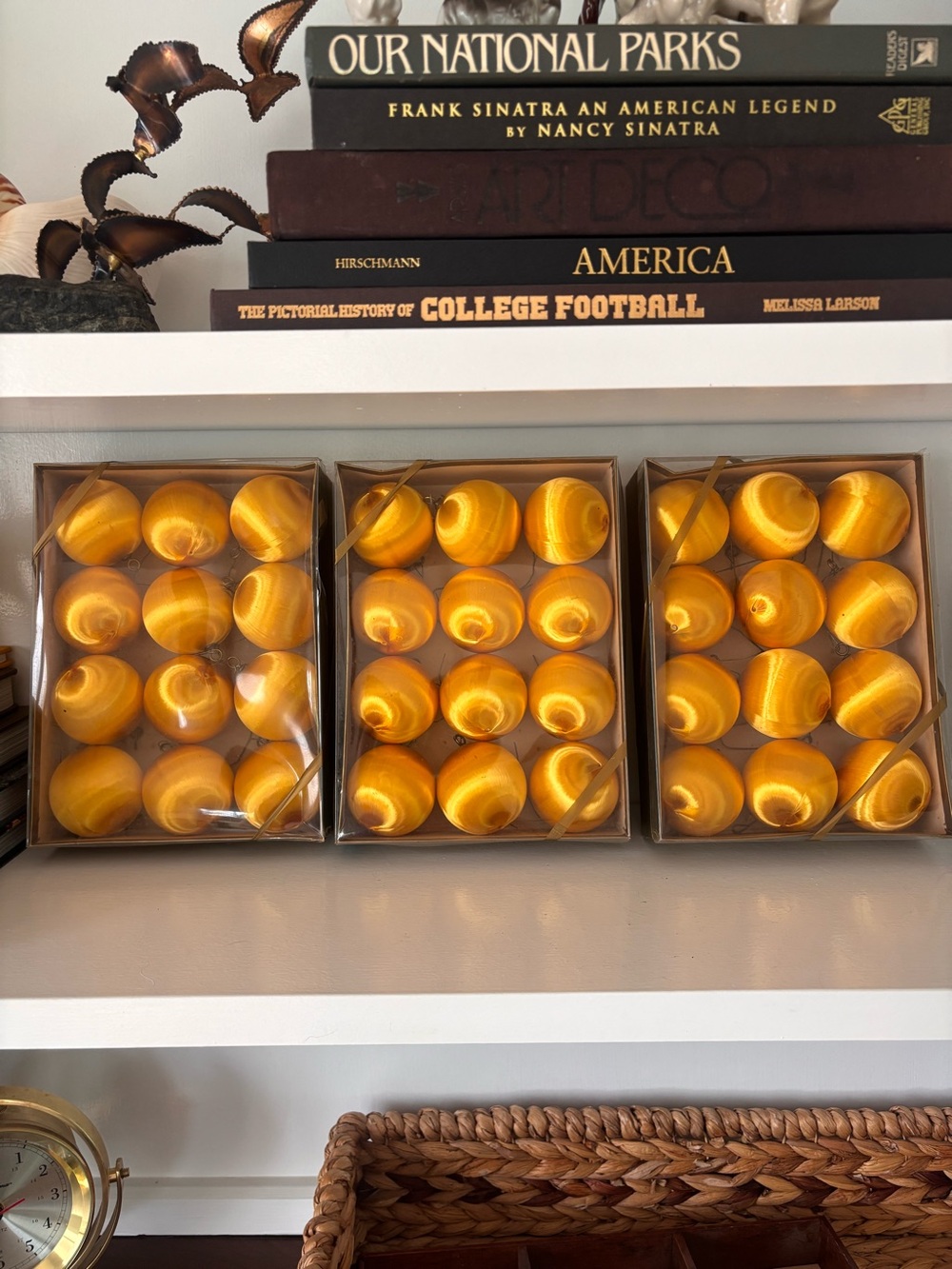 Vintage Gold Satin Christmas Balls